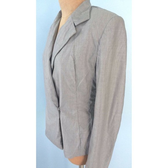 Narciso Rodriguez Suit Blazer Jacket Gray Long Sleeve Silk Snap Office Size 8 - Picture 5 of 12